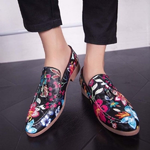 Sapatos Sociais Masculinos Com Bloco De Cores Deslizantes E Redondos