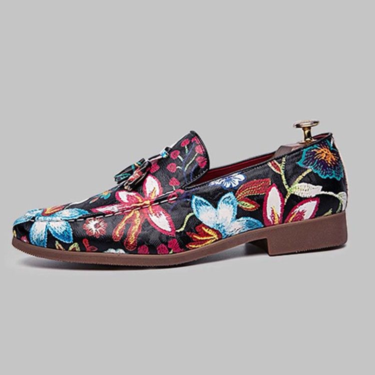 Sapatos Sociais Masculinos Com Bloco De Cores Deslizantes E Redondos