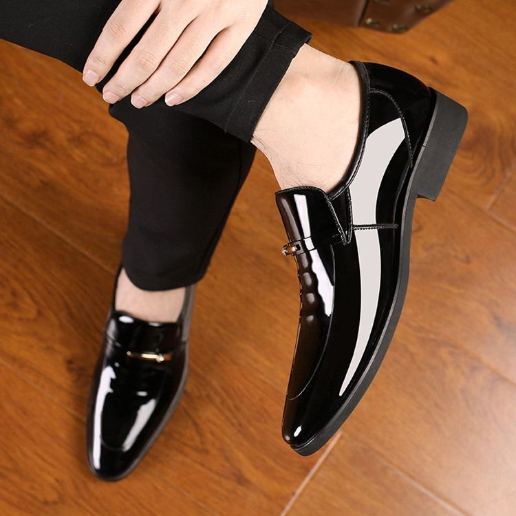 Sapatos Sociais Simples De Lantejoulas Redondas Para Homens