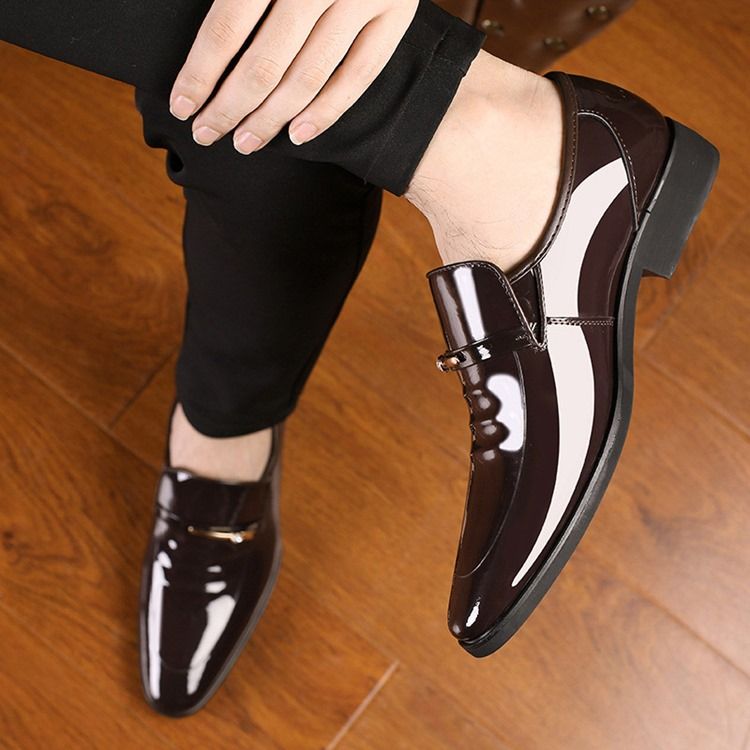 Sapatos Sociais Simples De Lantejoulas Redondas Para Homens