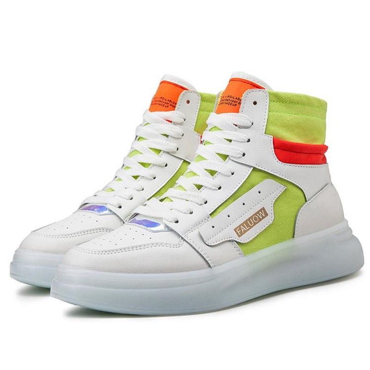 Bloco De Cores Com Corte Alto Dedo Redondo Superior Tênis De Skate Masculino
