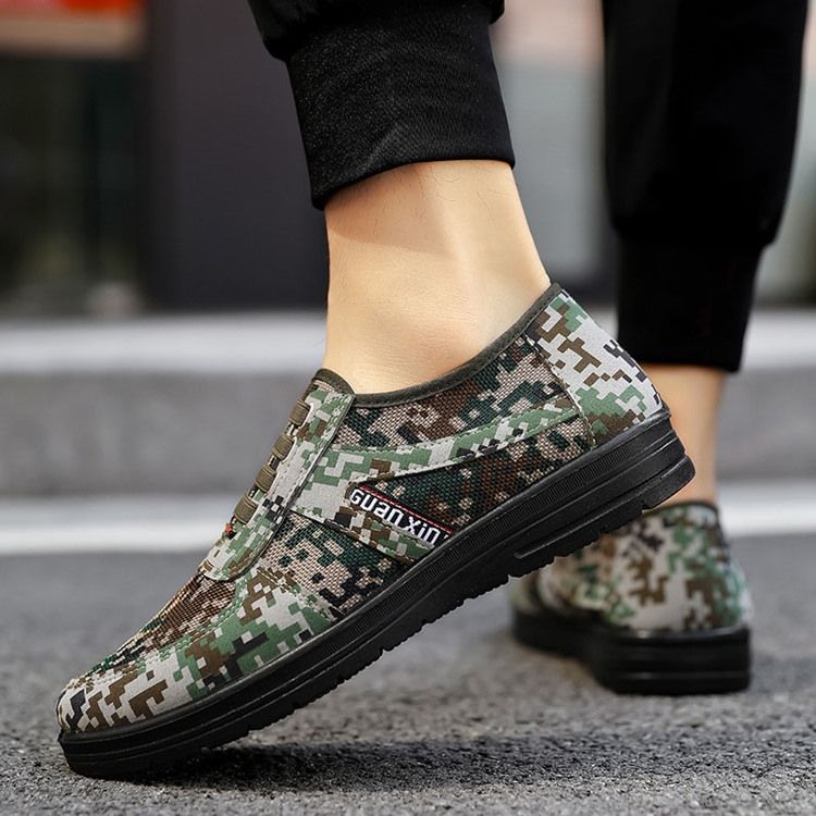 Camuflagem Decotado Superior Com Bico Redondo E Tênis Masculino