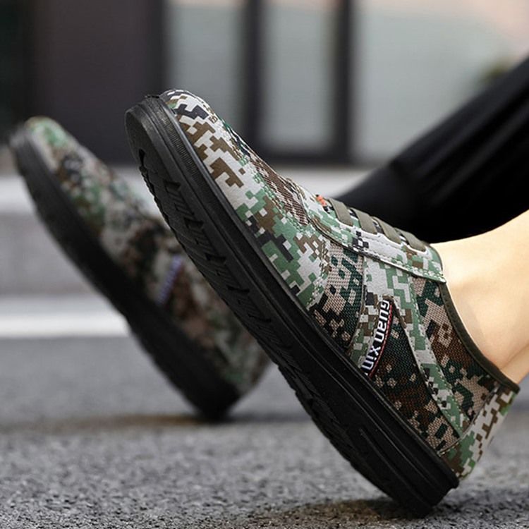 Camuflagem Decotado Superior Com Bico Redondo E Tênis Masculino