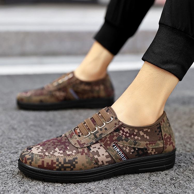 Camuflagem Decotado Superior Com Bico Redondo E Tênis Masculino