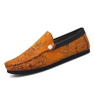 Mocassins Florais Masculinos Com Corte Baixo