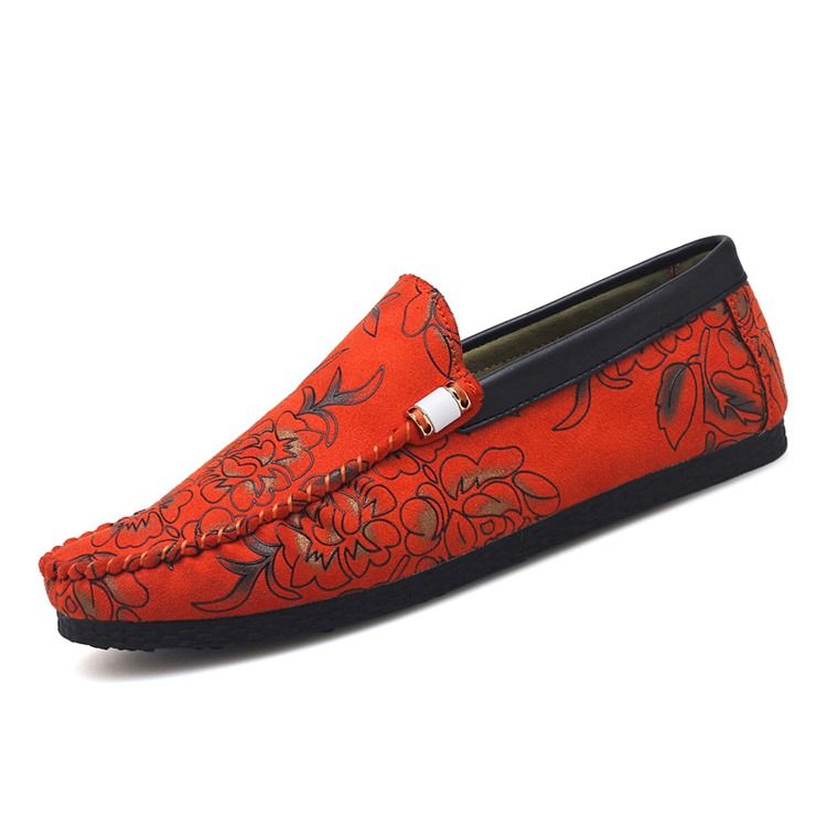 Mocassins Florais Masculinos Com Corte Baixo