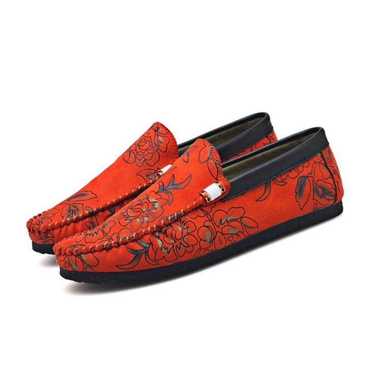 Mocassins Florais Masculinos Com Corte Baixo