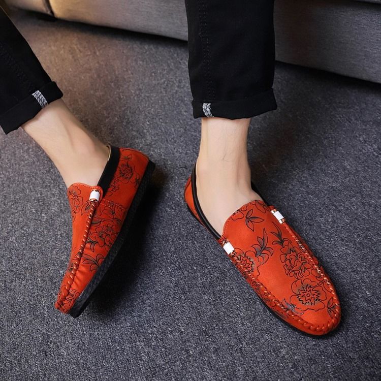 Mocassins Florais Masculinos Com Corte Baixo