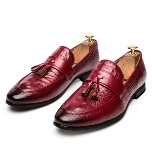 Mocassins Masculinos Com Franja Com Padrão Jacaré