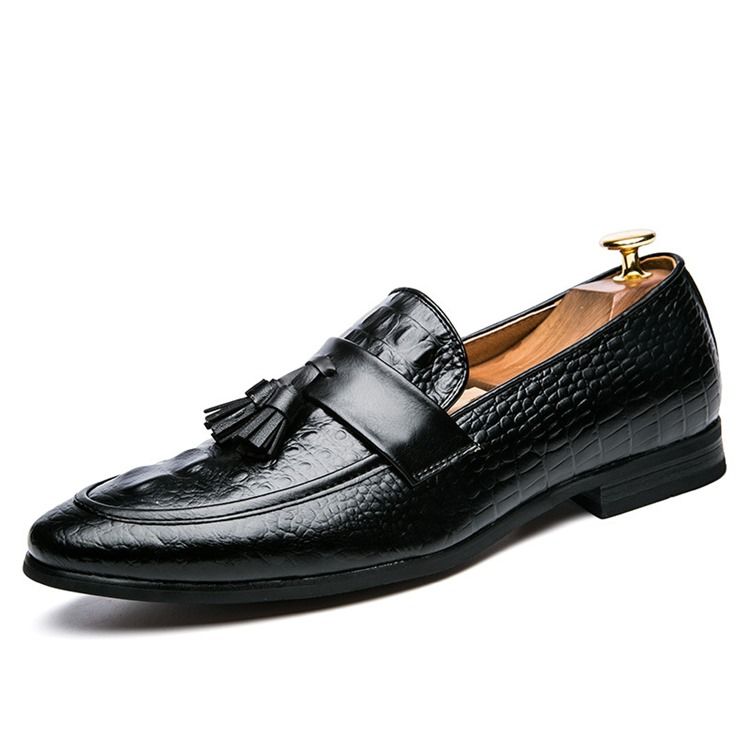 Mocassins Masculinos Com Franja Com Padrão Jacaré