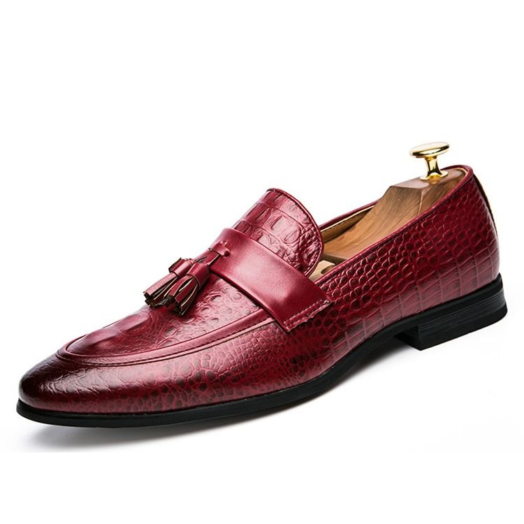 Mocassins Masculinos Com Franja Com Padrão Jacaré