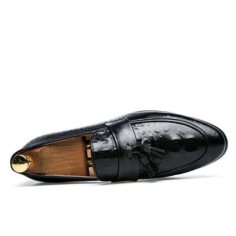Mocassins Masculinos Com Franja Com Padrão Jacaré
