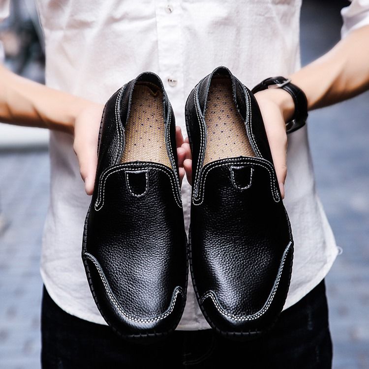 Mocassins De Pu Slip-on Round Toe Masculino Confortáveis