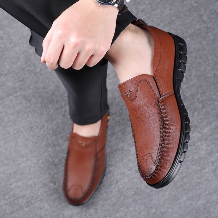 Pu Slip-on Round Toe Calçados Masculinos Confortáveis