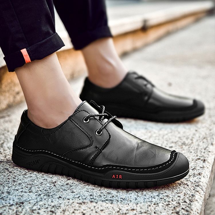 Sapatos Confortáveis Masculinos Com Biqueira Redonda E Simples De Renda