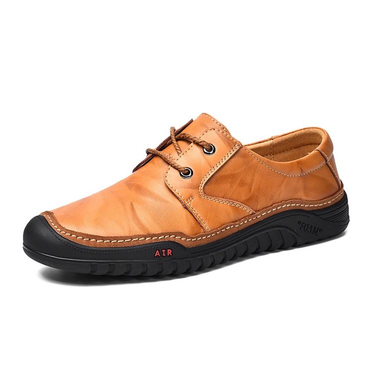 Sapatos Confortáveis Masculinos Com Biqueira Redonda E Simples De Renda
