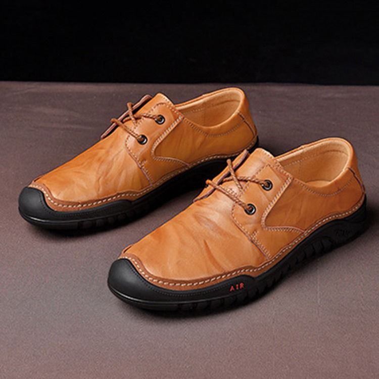 Sapatos Confortáveis Masculinos Com Biqueira Redonda E Simples De Renda