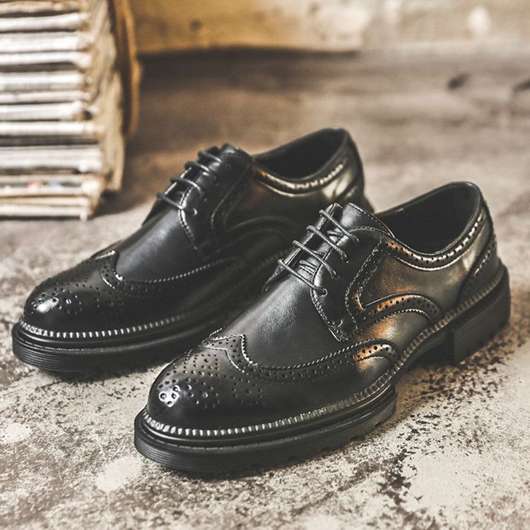 Sapatos De Couro Masculino De Microfibra Com Corte Liso E Decotado