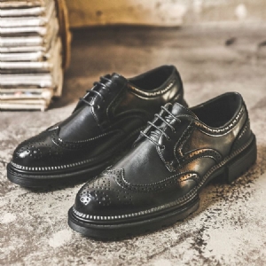 Sapatos De Couro Masculino De Microfibra Com Corte Liso E Decotado