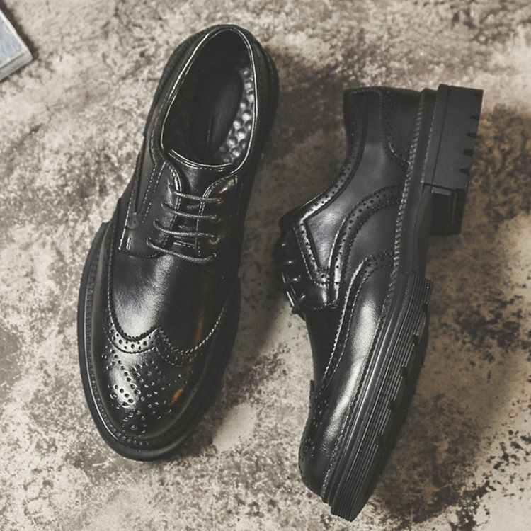 Sapatos De Couro Masculino De Microfibra Com Corte Liso E Decotado