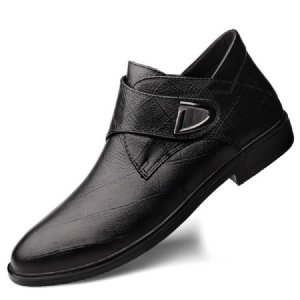 Sapatos De Couro Masculinos Com Corte Superior Liso E Redondo Com Dedos Redondos