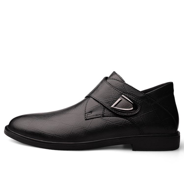 Sapatos De Couro Masculinos Com Corte Superior Liso E Redondo Com Dedos Redondos