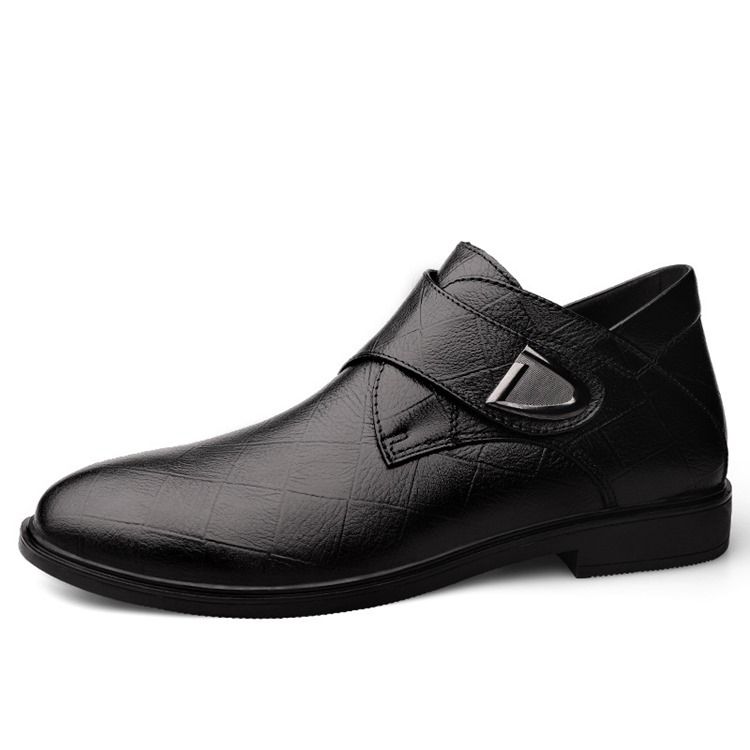 Sapatos De Couro Masculinos Com Corte Superior Liso E Redondo Com Dedos Redondos