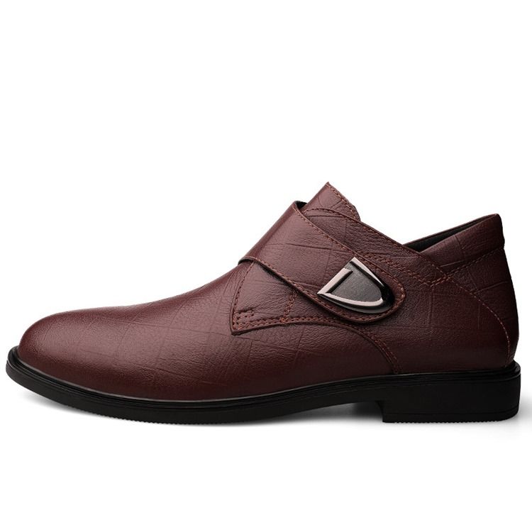 Sapatos De Couro Masculinos Com Corte Superior Liso E Redondo Com Dedos Redondos