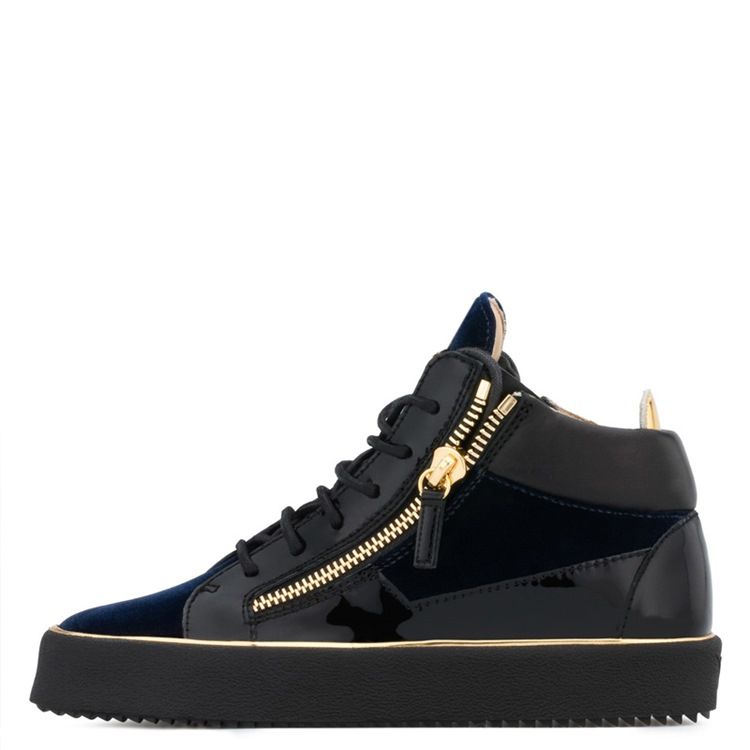 Sapatos Masculinos Com Zíper De Corte Alto Com Cordões