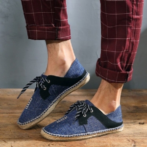 Sapatos Masculinos De Salto Plano Patchwork Com Atacadores Redondos Finos
