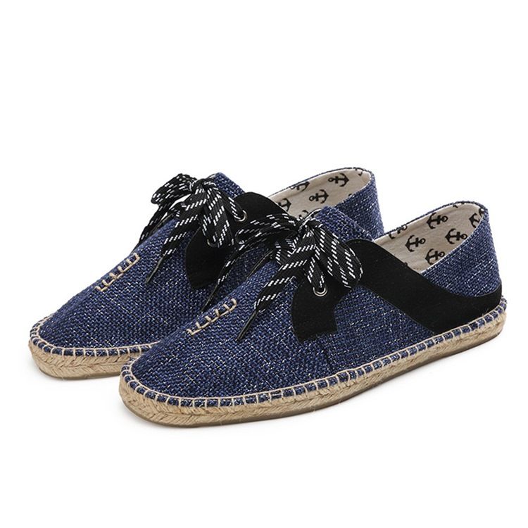 Sapatos Masculinos De Salto Plano Patchwork Com Atacadores Redondos Finos