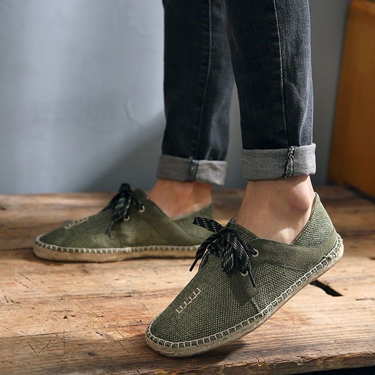 Sapatos Masculinos De Salto Plano Patchwork Com Atacadores Redondos Finos