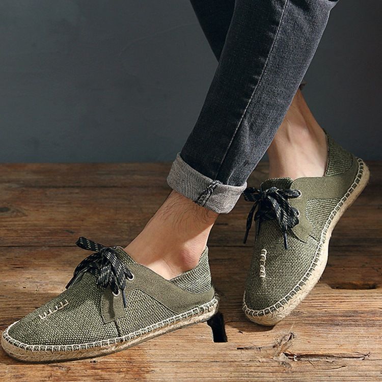 Sapatos Masculinos De Salto Plano Patchwork Com Atacadores Redondos Finos