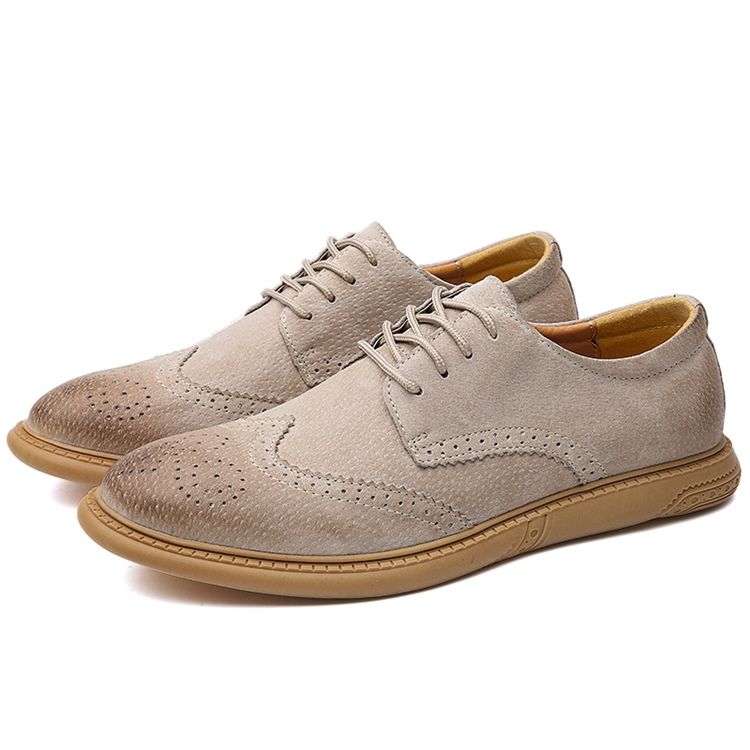 Sapatos De Trabalho Masculinos De Couro Nobuck Decotado