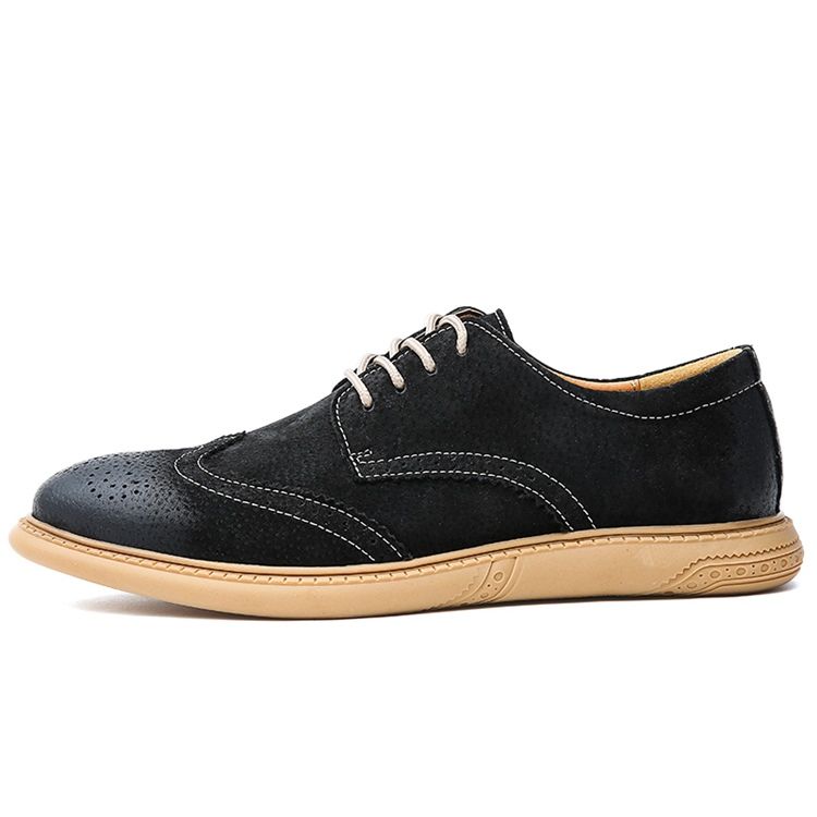 Sapatos De Trabalho Masculinos De Couro Nobuck Decotado