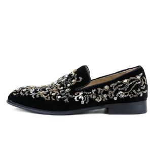 Strass Redondo Toe Calçado Casual Masculino