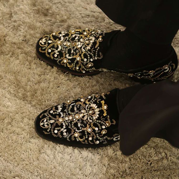 Strass Redondo Toe Calçado Casual Masculino