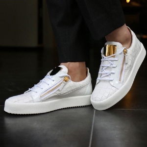 Tênis Masculino Sequin Zipper Toe Redondo