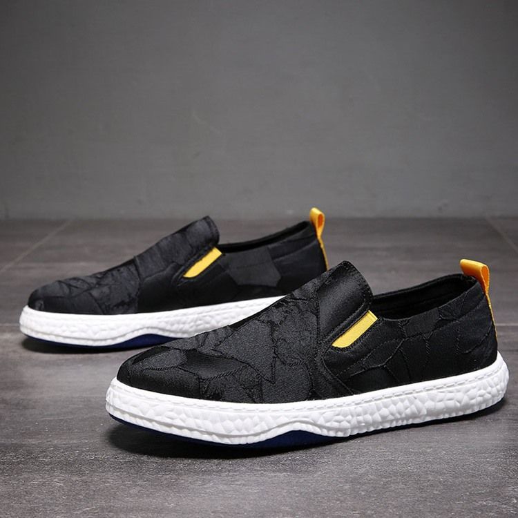 Tênis De Skate Masculino Com Bloco De Cor Deslizante Pu Redondo