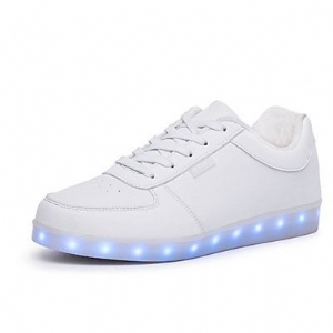 Toe Redondo Salto Plano Atar Sapatos Masculinos Led