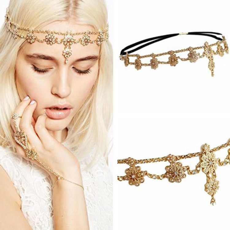 Acessórios Femininos Para Cabelo De Festa Com Corrente De Cabeça Diamante