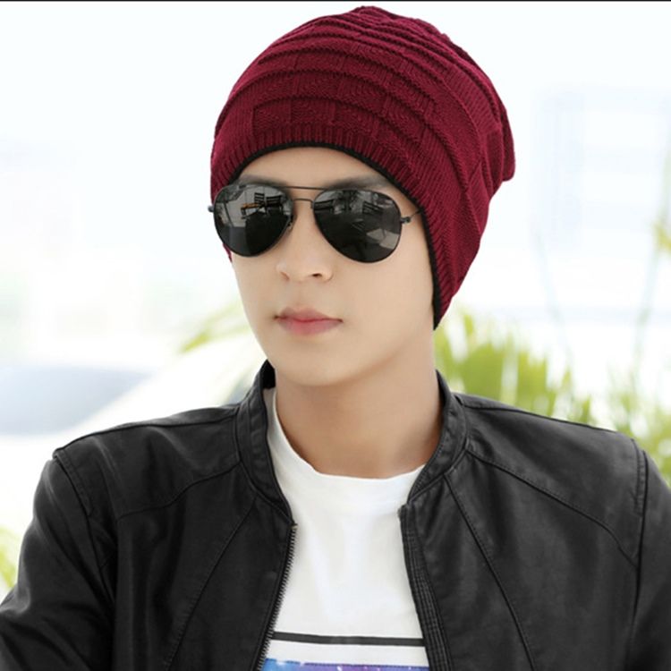 Boné Estiloso De Tricô Inverno Outono Masculino