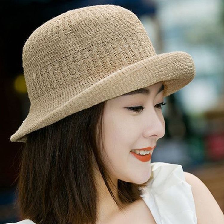 Chapéu Feminino De Algodão Doce Verão Liso