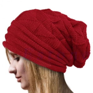 Chapéu Feminino De Malha Cor Pura De Inverno