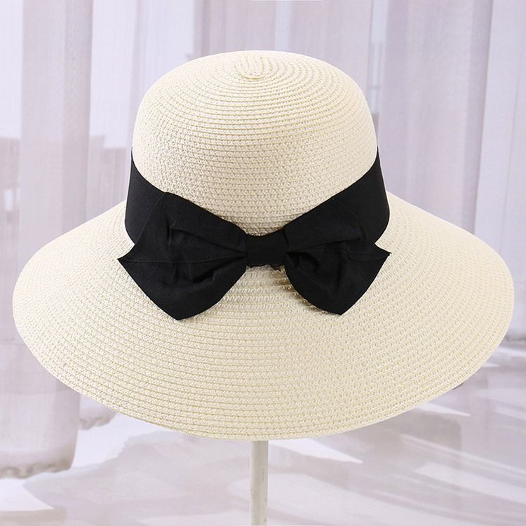 Chapéu Feminino De Palha Coreano Simples De Verão