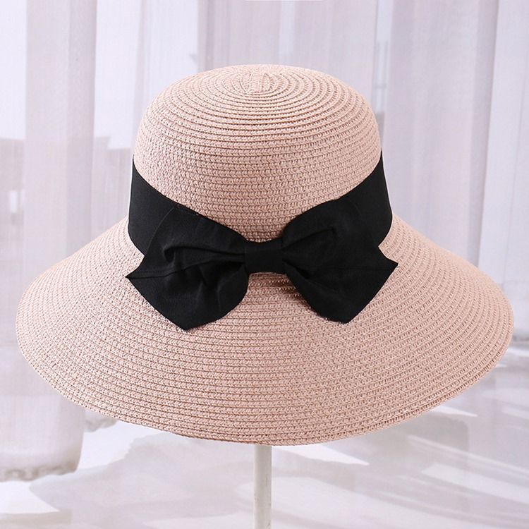 Chapéu Feminino De Palha Coreano Simples De Verão