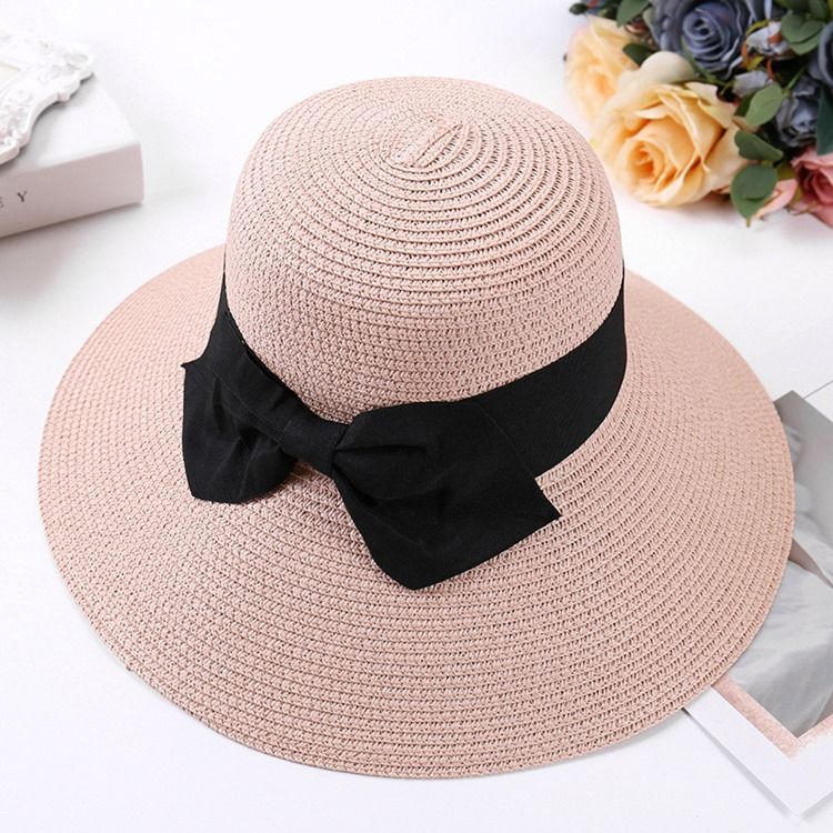 Chapéu Feminino De Palha Coreano Simples De Verão