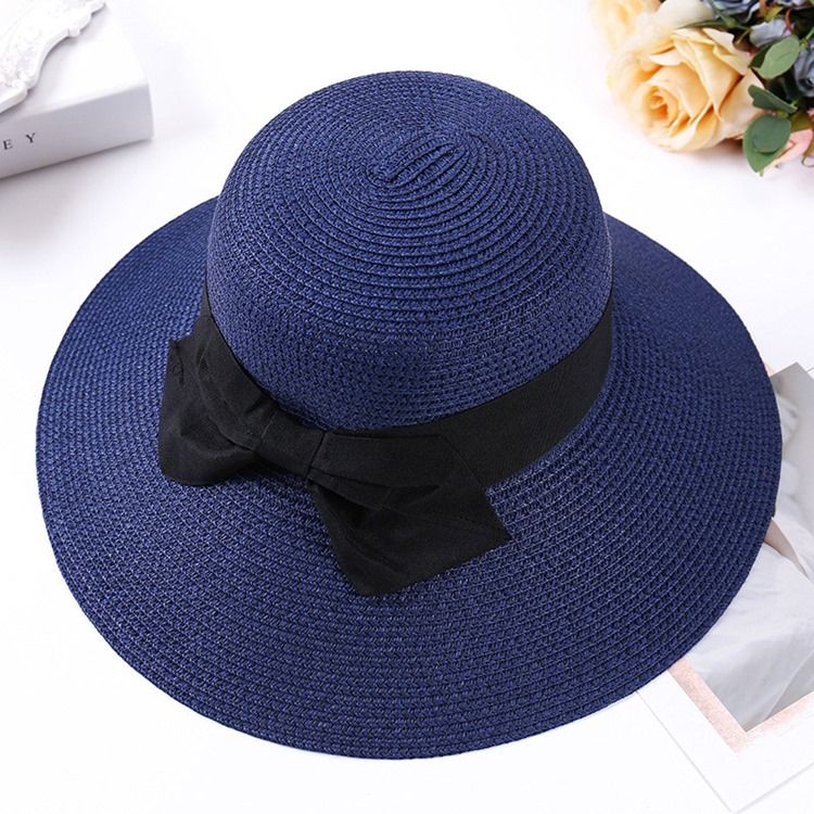 Chapéu Feminino De Palha Coreano Simples De Verão