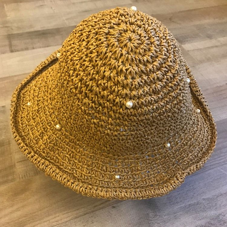 Chapéu Feminino Palha Oco Liso Pérola