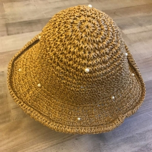 Chapéu Feminino Palha Oco Liso Pérola